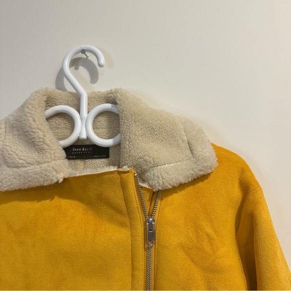 ZARA Basics | Faux Suede Shearling Sherpa Sunflower Moto Jacket womens small - Picture 3 of 7